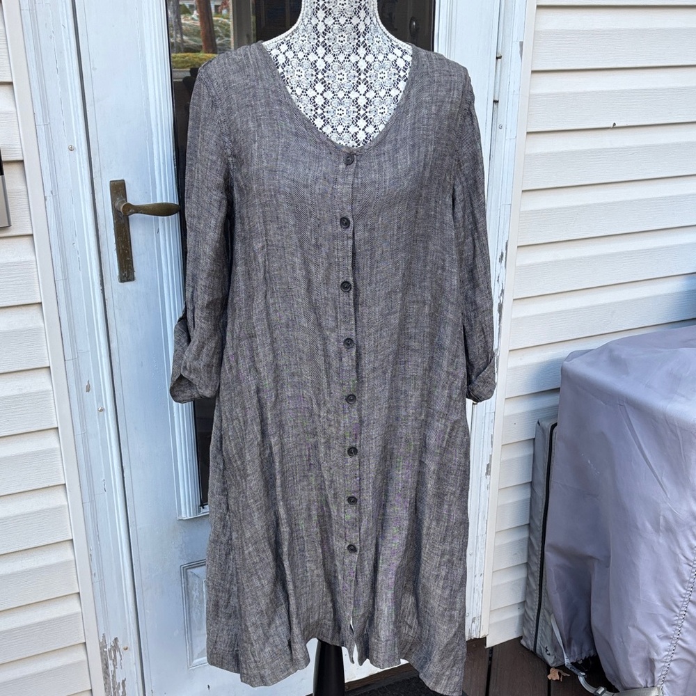 Flax Ladies linen button down dress-S